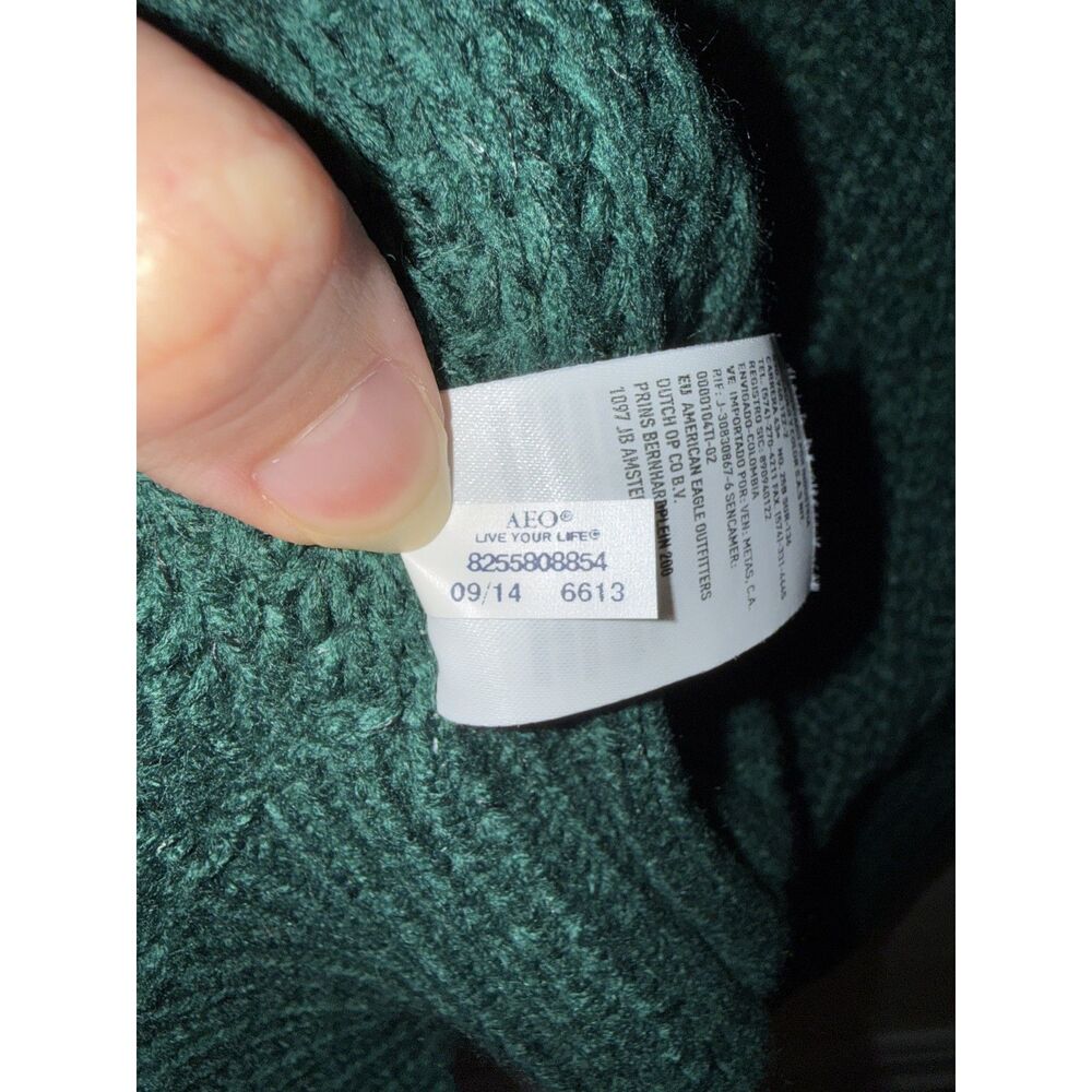 American Eagle Outfitters Jegging Sweater Dark Green Open Knit Loose Fit Large - Picture 6 of 10
